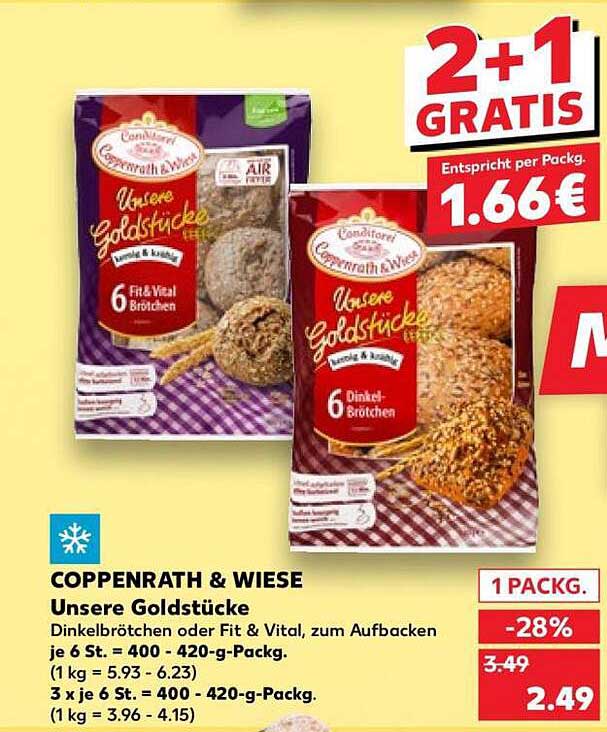 COPPENRATH & WIESE Unsere Goldstücke Dinkelbrötchen oder Fit & Vital, zum Aufbacken je 6 St. = 400 - 420-g-Pack.