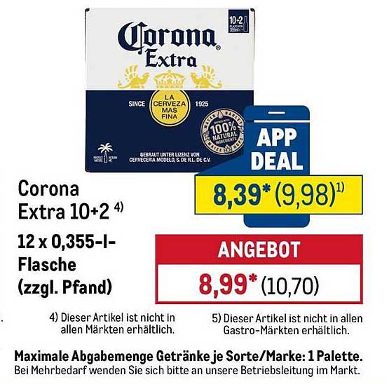 Corona Extra 10+2 12 x 0,355-l-Flasche (zzgl. Pfand)