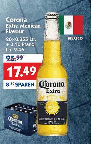 Corona Extra Mexican Flavour 20x0.355 Ltr. + 3.10 Pfand Ltr. 2.46