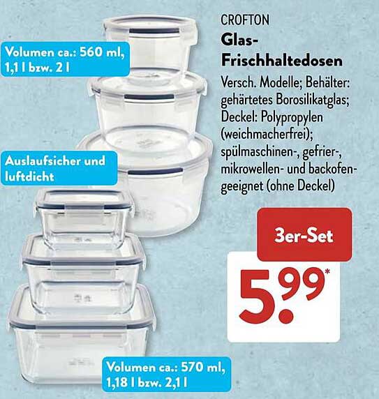 CROFTON Glas-Frischhaltedosen