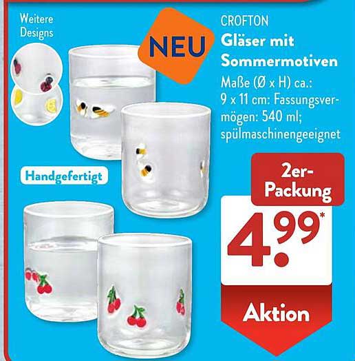 CROFTON Gläser mit Sommermotiven