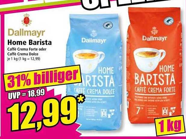 Dallmayr Home Barista Caffè Crema Forte oder Caffè Crema Dolce je 1 kg (1 kg = 12,99)