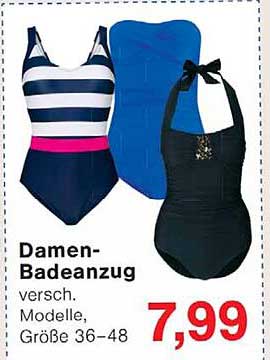 Damen-Badeanzug versh. Modelle. Größe 36–48