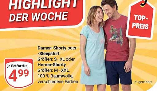 Damen-Shorty oder -Sleepshirt
