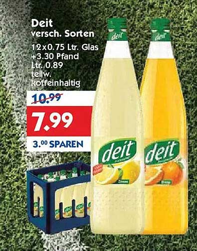 Deit versch. Sorten 12 x 0,75 Ltr. Glas + 3,30 Pfand Ltr. 0,89 teilw. koffeinhaltig