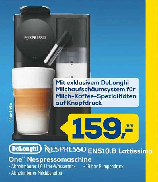DeLonghi Nespresso EN510.B Lattissima One* Nespressomaschine