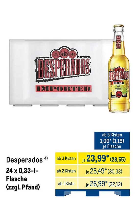Desperados 24 x 0,33-l-Flasche (zzgl. Pfand)