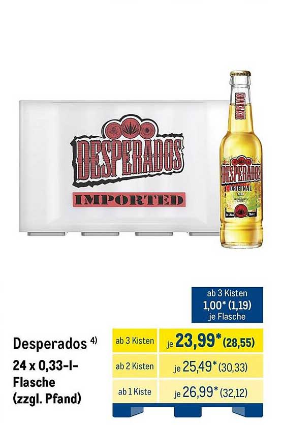 Desperados 24 x 0,33-l-Flasche (zzgl. Pfand)