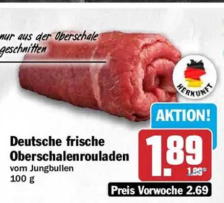 Deutsche frische Oberschalenrouladen vom Jungbullen 100 g