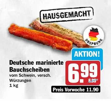 Deutsche marinierte Bauchscheiben vom Schwein, versch. Würzungen 1 kg
