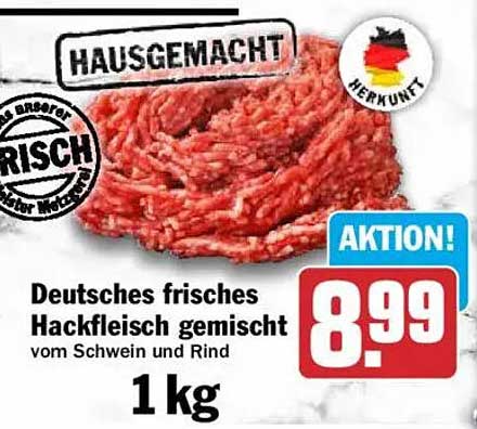 Deutsches frisches Hackfleisch gemischt vom Schwein und Rind 1 kg