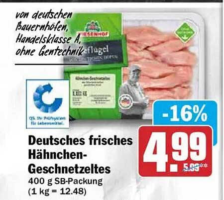 Deutsches frisches Hähnchen-Geschnetzeltes