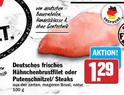 Deutsches frisches Hähnchenbrustfilet oder Putenschnitzel/ Steaks