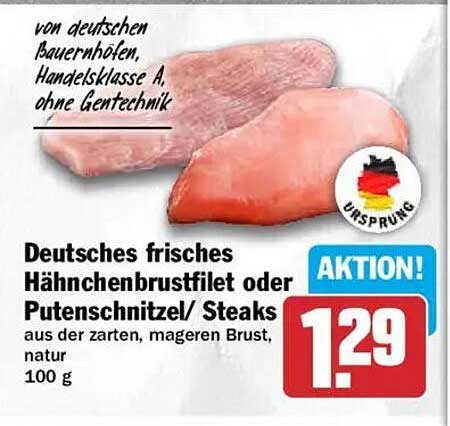 Deutsches frisches Hähnchenbrustfilet oder Putenschnitzel/ Steaks