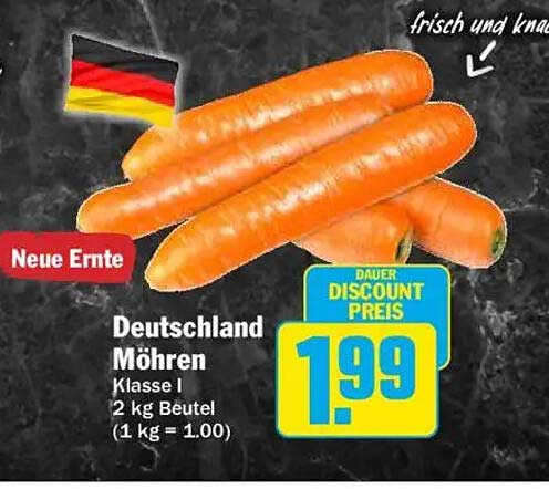 Deutschland Möhren Klasse I 2 kg Beutel (1 kg = 1.00)