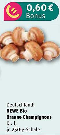 Deutschland: REWE Bio Braune Champignons Kl. I, je 250-g-Schale