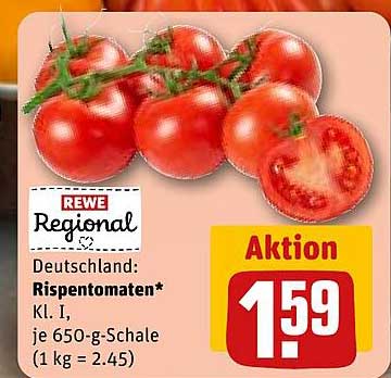 Deutschland: Rispentomaten* Kl. I, je 650-g-Schale (1 kg = 2.45)