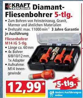 Diamant-Fliesenbohrer 5-tlg.