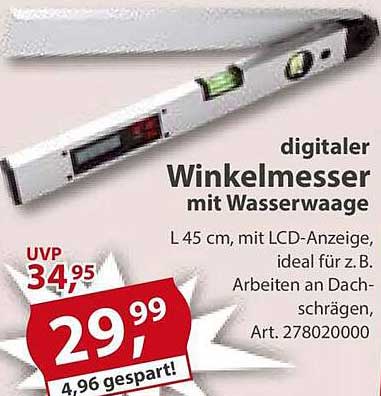 digitaler Winkelmesser mit Wasserwaage