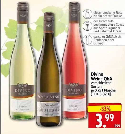 Divino Weine QbA verschiedene Sorten je 0,75 l Flasche
