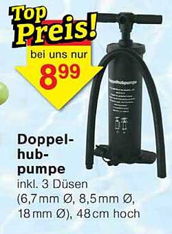 Doppel-hub-pumpe inkl. 3 Düsen (6,7 mm Ø, 8,5 mm Ø, 18 mm Ø), 48 cm hoch