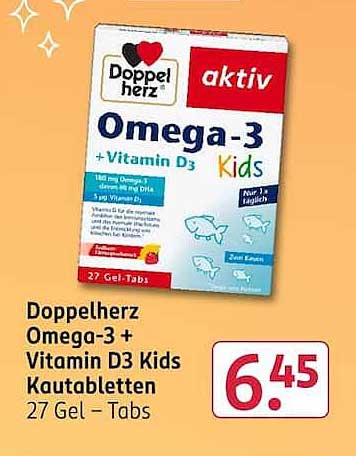 Doppelherz Omega-3 + Vitamin D3 Kids Kautabletten 27 Gel-Tabs
