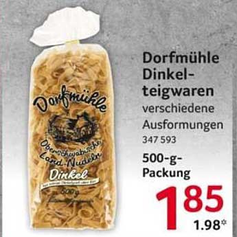Dorfmühle Dinkelteigwaren verschiedene Ausformungen 347 593 500-g-Packung