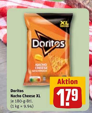 Doritos Nacho Cheese XL je 180-g-Btl. (1 kg = 9.94)