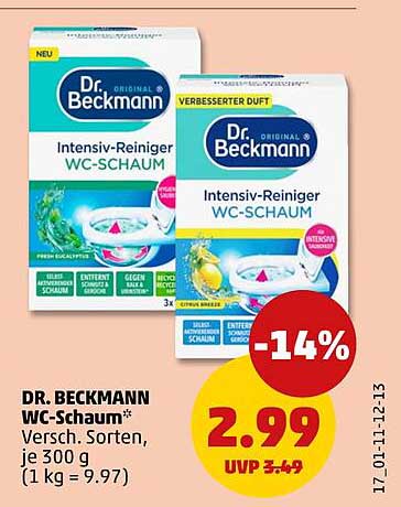 DR. BECKMANN WC-SCHAUM* Versch. Sorten, je 300 g (1 kg = 9.97)