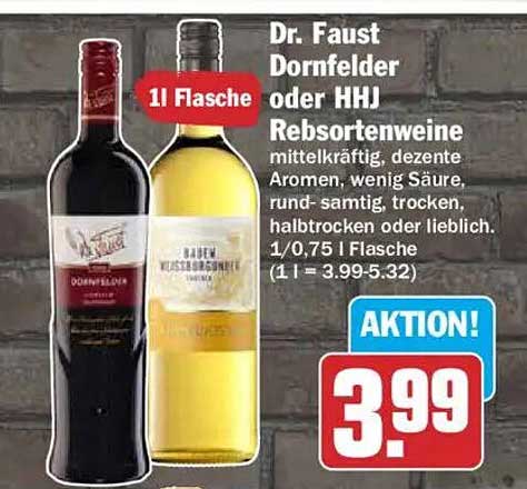 Dr. Faust Dornfelder oder HHJ Rebsortenweine