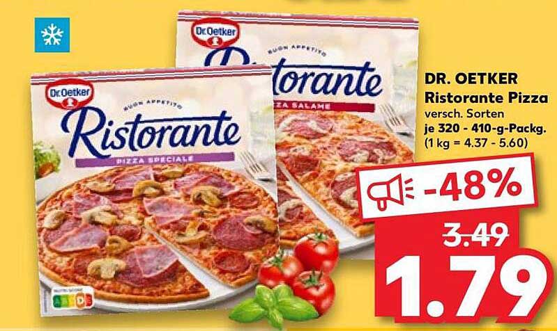 DR. OETKER Ristorante Pizza versch. Sorten je 320 - 410-g-Pack. (1 kg = 4.37 - 5.60)