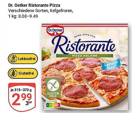 Dr. Oetker Ristorante Pizza Verschiedene Sorten, tiefgefroren, 1 kg: 8.08-9.49