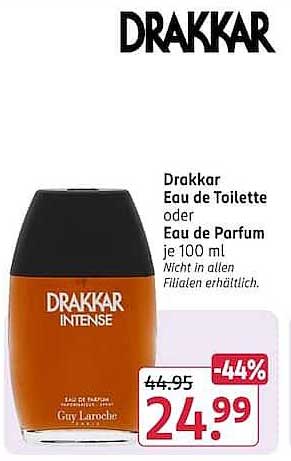 Drakkar Eau de Toilette oder Eau de Parfum je 100 ml. Nicht in allen Filialen erhältlich.