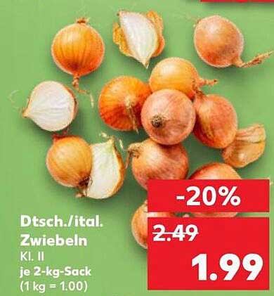 Dtsch./ital. Zwiebeln Kl. II je 2-kg-Sack (1 kg = 1.00)