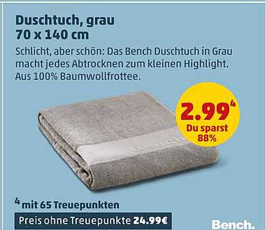 Duschtuch, grau 70 x 140 cm