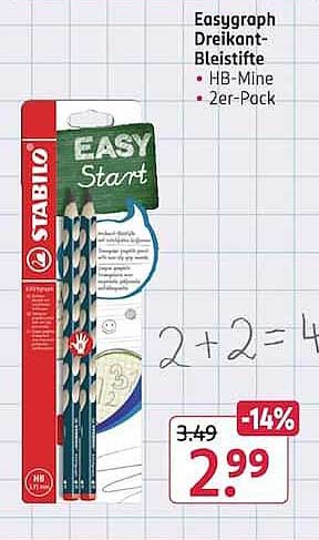 Easygraph Dreikant-Bleistifte • HB-Mine • 2er-Pack
