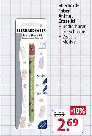 Eberhard-Faber Animal Erase It! Radierbarer Gelschreiber Versch. Motive