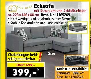 Ecksofa mit Stauraum und Schlaffunktion