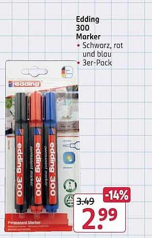 Edding 300 Marker • Schwarz, rot und blau • 3er-Pack