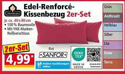 Edel-Renforcé-Kissenbezug 2er-Set