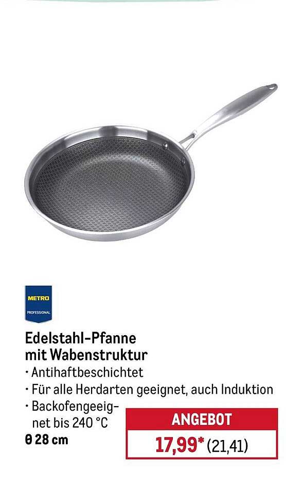 Edelstahl-Pfanne mit Wabenstruktur