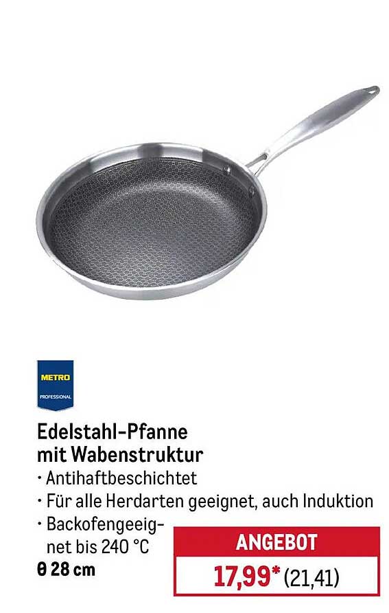Edelstahl-Pfanne mit Wabenstruktur