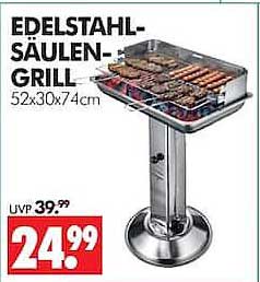 EDELSTAHL-SÄULEN-GRILL 52x30x74cm