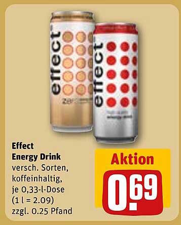 Effect Energy Drink versch. Sorten, koffeinhaltig, je 0,33-l-Dose (1 l = 2.09) zzgl. 0.25 Pfand