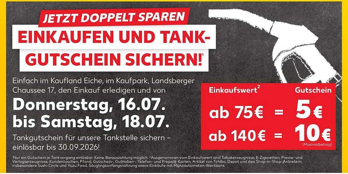EINKAUFEN UND TANK-GUTSCHEIN SICHERN!