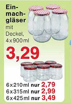 Einmachgläser mit Deckel, 4x900 ml