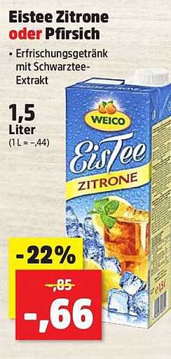 Eistee Zitrone oder Pfirsich