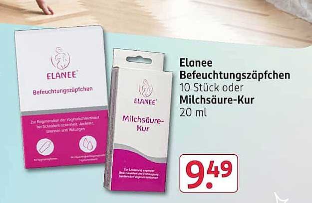 Elanee Befeuchtungszäpfchen 10 Stück oder Milchsäure-Kur 20 ml