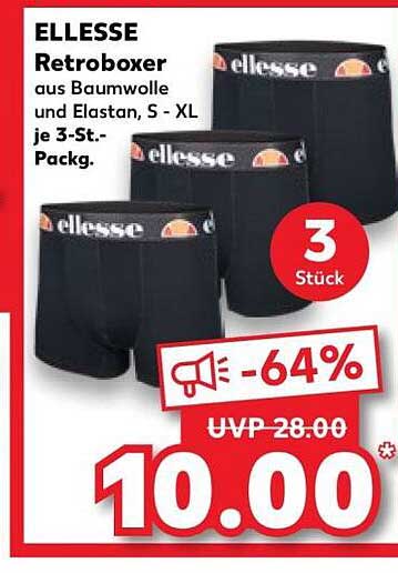 ELLESSE Retroboxer aus Baumwolle und Elastan, S - XL je 3-St.-Packg.