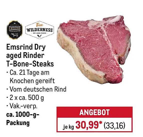 Emsrind Dry aged Rinder T-Bone-Steaks